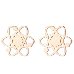 Minimalist wooden flower stud earrings featuring laser-cut hollow geometric floral patterns