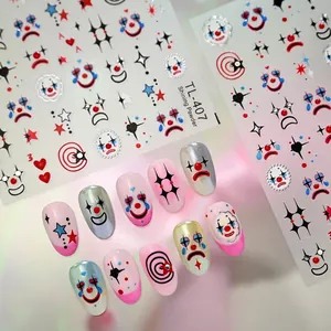 Clown Emoji Nail Art Stickers 3D Embossed Adhesive Decals For Music Festival DIY Manicure Decorations
