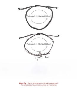 Size chart showing adjustable 13-29cm beach anklet set with alloy turtle charm detail