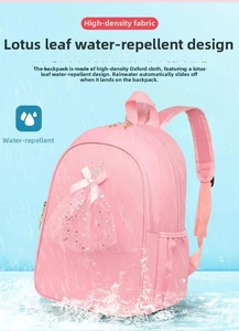 Pink ballet backpack for girls featuring waterproof high-density oxford fabric detail
