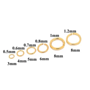 18K gold plated stainless steel jump rings in various wire gauges and outer diameters