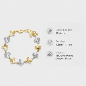 Detailed dimensions of bee bracelet with 18k gold plating, enamel and cubic zirconia
