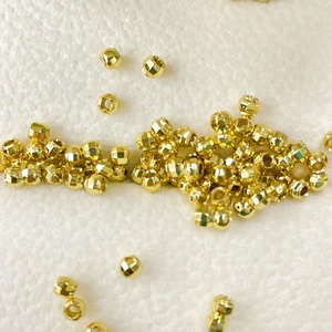 Polished 18K gold-plated faceted laser beads for DIY jewelry making and handmade bracelets