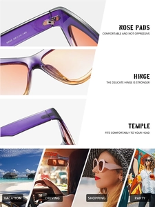 Detail view of cat-eye sunglasses featuring comfortable nose pads and reinforced hinges