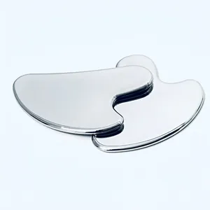 Polished stainless steel heart-shaped gua sha tools set for facial and body massage