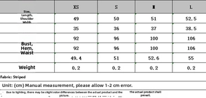 Detailed size guide for striped linen blend vest and balloon pants outfit set