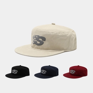 Cadet Cap Cotton Flame Letter S Print Flat Top Patrol Hat Breathable Sun Protection Street Hip Hop Style For Men Women
