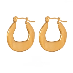 Minimalist Titanium Steel Gold Plated Geometric U-Shaped Hoop Earrings For Women Fashion Jewelry Niche Design Chunky Earrings