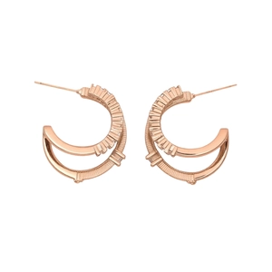 Elegant rose gold double-layer C-shaped earrings with minimalist geometric design