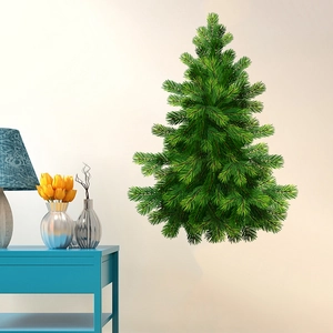 Christmas tree wall sticker with realistic green pine needles for modern home decoration