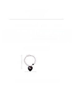 Detail of pearl necklace with a black heart wooden pendant featuring a silver horse motif