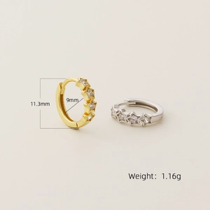 S925 sterling silver star hoop earrings with dimensions and 1.16g weight specification