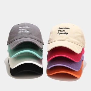 Baseball Cap Cotton Freedom Peace Equality Embroidery Sun Protection Adjustable Casual Outdoor Sun Hat For Men Women