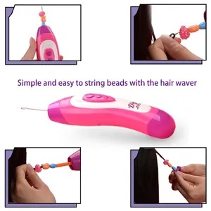 Electric DIY hair braider and bead stringer tool for girls colorful jewelry set