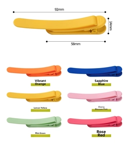 Detailed size chart for multi-colored hair clips with 92mm total length and 58mm base width