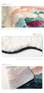 Detail of 3D floral bath mat showing plush pile texture and non-slip backing