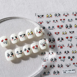 5D Embossed Nail Art Stickers Cartoon Facial Expressions Stereoscopic Self Adhesive Decals DIY Manicure Decoration PET