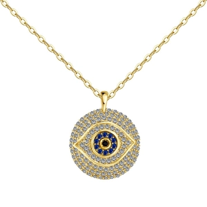Elegant S925 sterling silver evil eye necklace with sparkling blue and white zircon stones