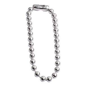 Polished silver stainless steel ball bead necklace for men and women on white background