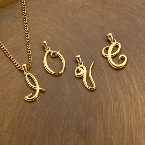 Minimalist 18K gold plated stainless steel necklace featuring polished LOVE letter pendants