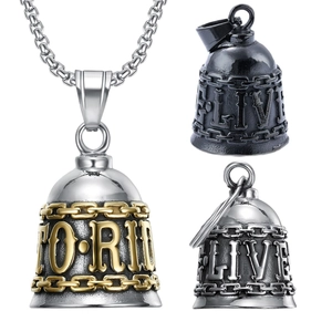 Stainless steel motorcycle guardian bells with Live To Ride embossed design in multiple finishes