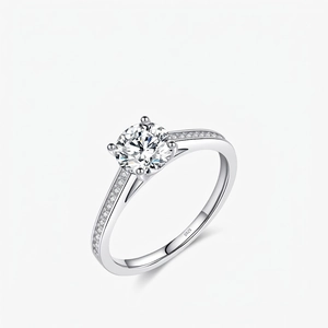 Luxurious 925 Sterling Silver Moissanite Ring For Women Round Brilliant Cut D Color VVS1 Engagement Wedding Band Jewelry Gift