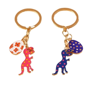 Cute Jurassic cartoon dinosaur keychain with colorful enamel dinosaur egg charms