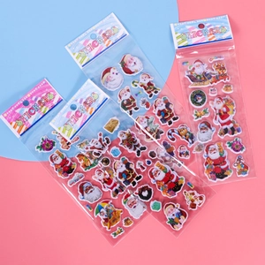 3D Bubble Stickers Cartoon Christmas Santa Claus Smiley Face Puffy Decals For Children Rewards DIY Decoration