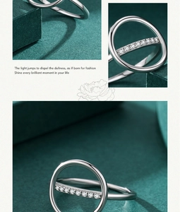 Macro shot of 925 sterling silver geometric ring featuring a horizontal bar of small zircons