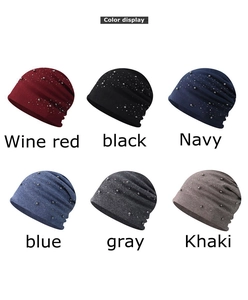 Winter knit beanies color collection with silver metallic dots shown in a grid