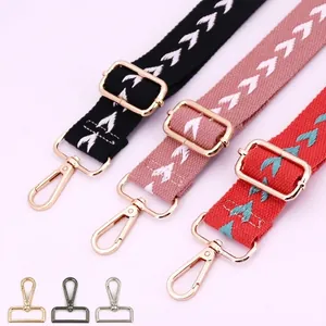 Adjustable crossbody bag strap with colorful arrow embroidery and metal buckles