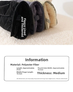Detailed view of thick velvet fleece lining and material specs for winter cycling gloves