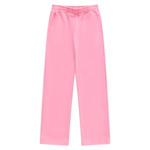 Pink minimalist straight-leg casual pants for men with elastic waist and relaxed fit design