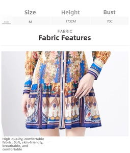 Detail of soft breathable bohemian floral fabric with long sleeves and pleated hem