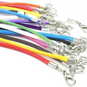 Multi-colored 1.5mm DIY necklace cords with silver lobster clasps for pendants