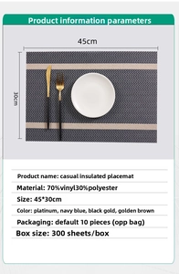 Detail der gewebten PVC-Tischmatte mit Streifen und Fischgrätenmuster inklusive Maßen