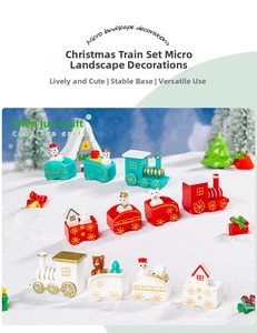 Detailed Christmas train miniature with snowmen and trees for festive DIY micro landscapes
