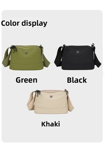 Mini sacs bandoulière en nylon en vert, noir et kaki avec plusieurs poches zippées