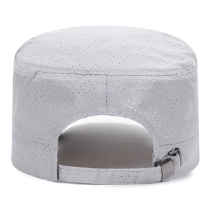 Light gray laser-cut breathable cadet cap for men with adjustable back strap