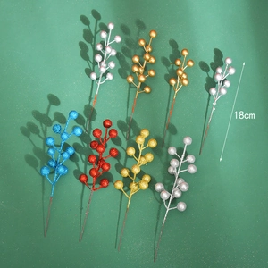 Artificial Christmas Berry Stems Glitter Foam Metallic Sprays For Holiday Home Decoration DIY Vase Filler Ornaments