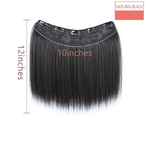 Detail showing natural black hair extension with 4 clips and 12x10 inches dimensions