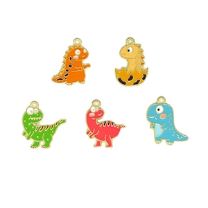 Colorful cartoon dinosaur alloy enamel pendants for DIY necklace and keychain jewelry