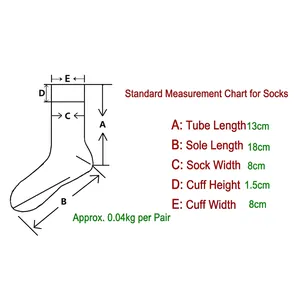 Size guide for embroidered heart coral fleece sleep socks showing detailed measurements