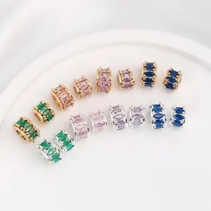 Marquise zircon spacer beads in gold and silver finish for DIY jewelry bracelets