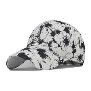 Tie Dye Baseball Cap Cotton Polyester Ponytail Hat Adjustable Metal Buckle Splatter Print For Women Outdoor Sport