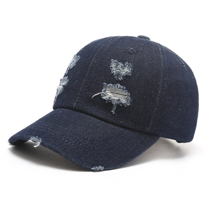 Casquette de baseball en jean bleu foncé pour enfants avec détails usés rétro