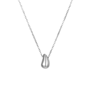 Collana con ciondolo a goccia d'argento in acciaio inossidabile lucido da donna