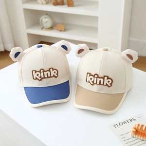 Kinder Baseballkappe aus Baumwolle mit Bärenohren und kink Buchstaben-Stickerei