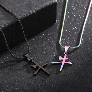Macro shot of hip-hop style black and iridescent zodiac OX character pendant necklaces