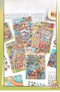 Macro detail of 2.5D creative scene stickers featuring diverse decorative DIY house themes